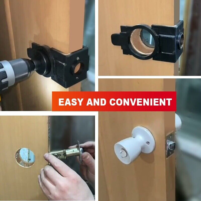 Lock Installation Kit with Guide Template for Wood Doors