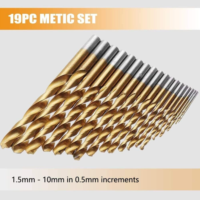 19pcs/set HSS Cobalt Fully Ground Drill bits, Metric set 1-10mm x 0.5 increment