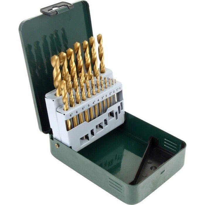 Force pro 25Pc 1-13mm HSS Tin Coated Tip Workshop Drill Bit Set Metric