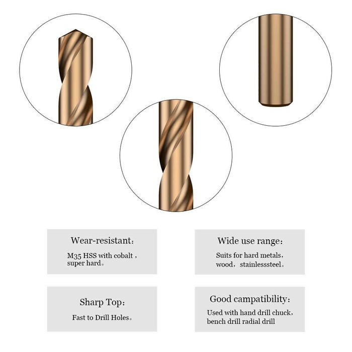 Single one 1-20MM M35 Cobalt Metric Drill Bit Hardened Stainless Steel 34-300mmL