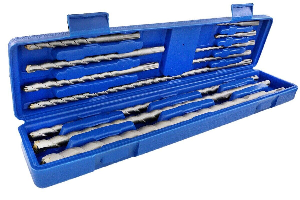 11pc SDS Drill Bit Set Masonry Hammer Rotary Tungsten Carbide Tip Kit with Case