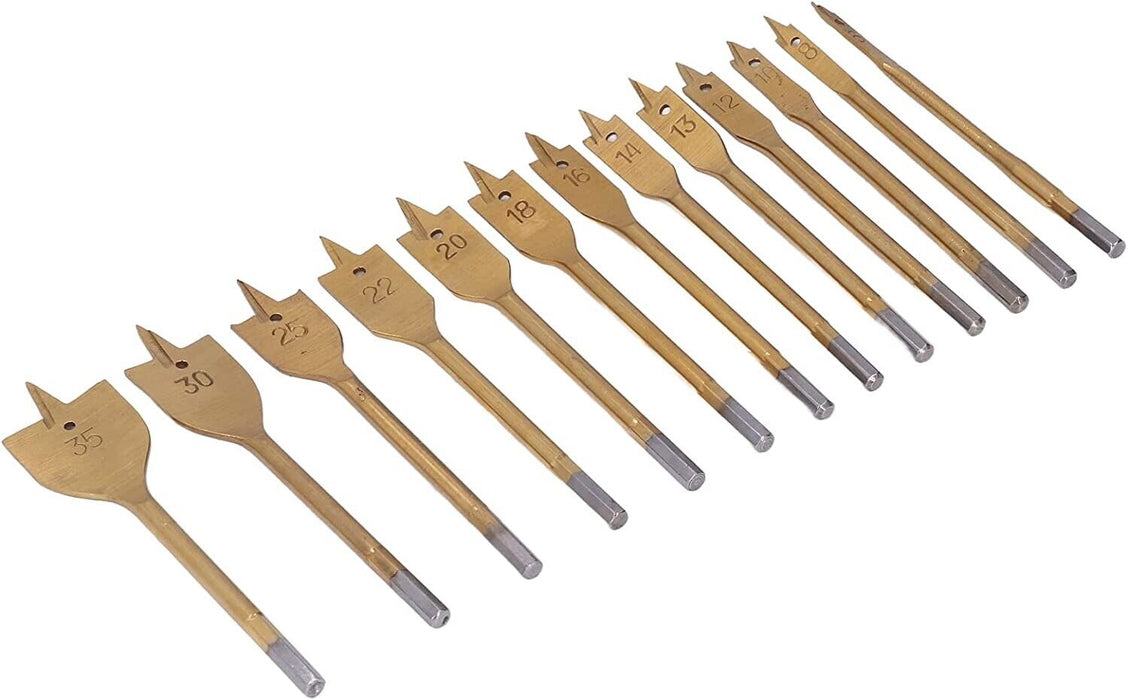 Force pro 10PCS Wood Spade Drill Bits 10, 13, 16, 19, 22, 25, 32 & 38mm - FISHER DISCOUNT