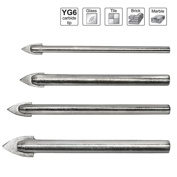 5PCS 4/5/6/8/10mm Titanium Ceramic Tile Glass Drill Bit Cross Spear Head Set