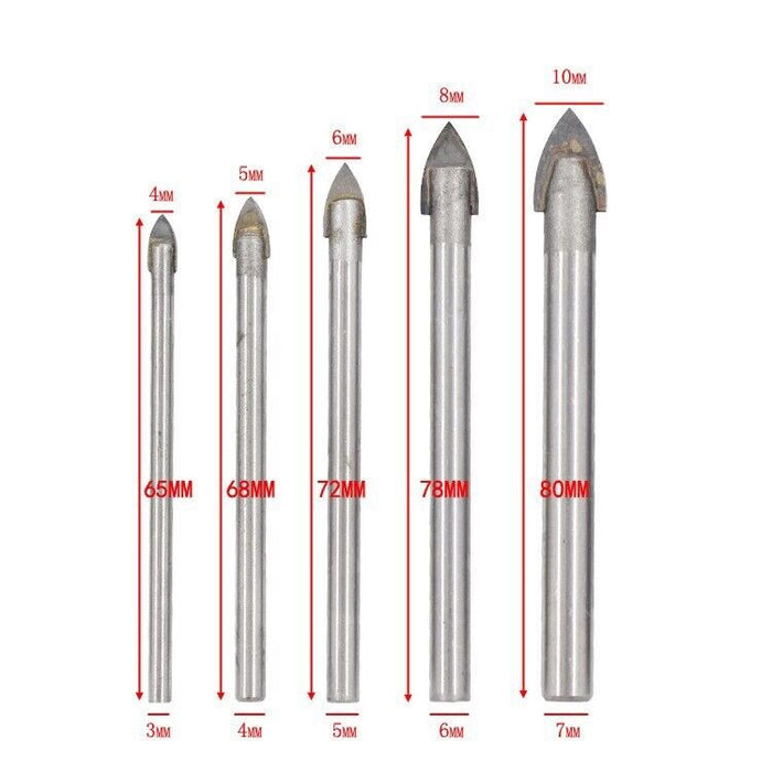 5PCS 4/5/6/8/10mm Titanium Ceramic Tile Glass Drill Bit Cross Spear Head Set