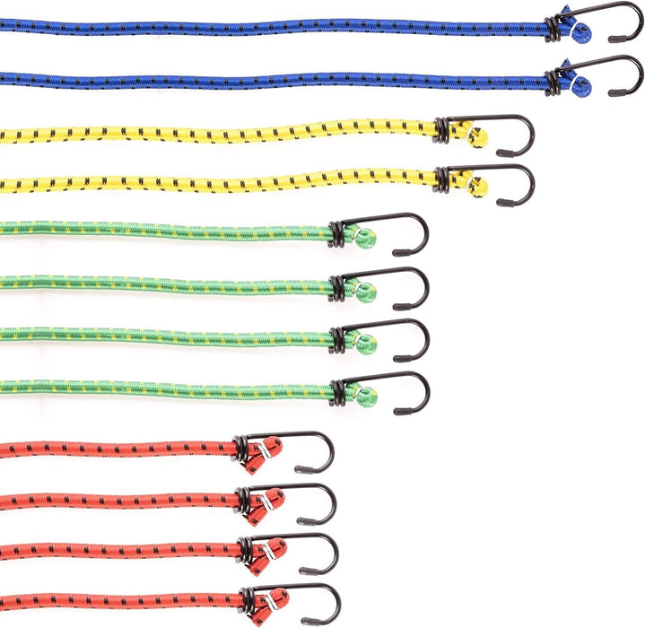 12pc Assorted Elastic Strap Bungee Jockey Strap Tie Down - FISHER DISCOUNT