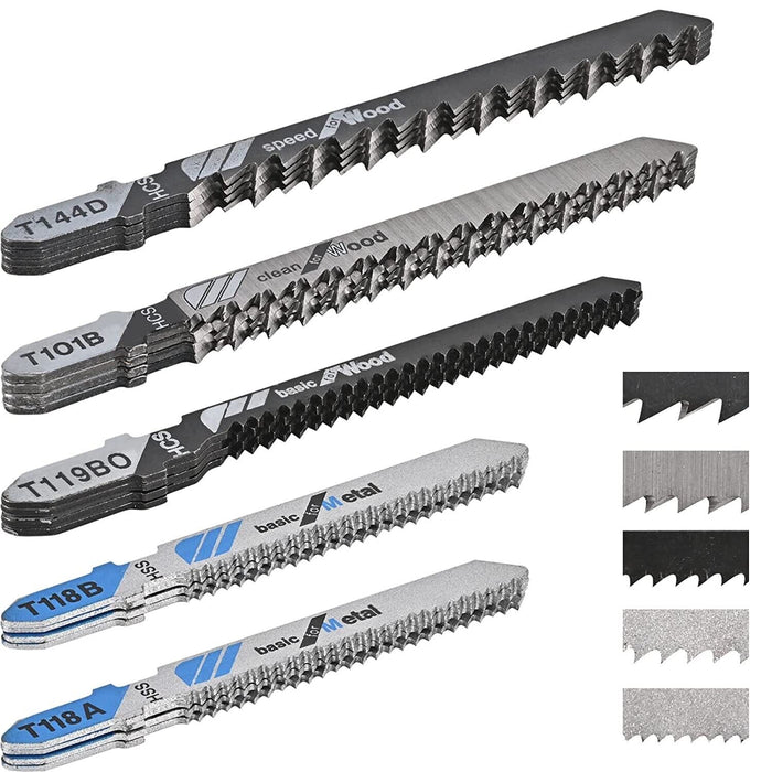 Force proT-shank Jig Saw Blades Set Wood Plastic Metal Sheet Cutting BIM HSS HCS