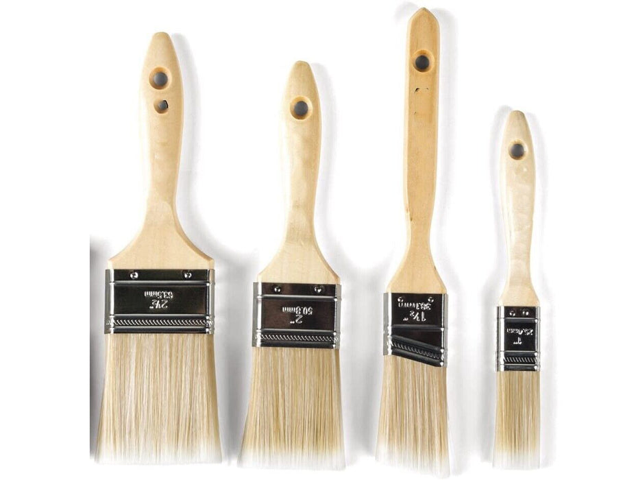 4 x Paint Brush Soft Nylon 4-Sizes Set Bristles Flat Painting Art Supplies Home