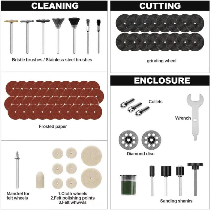 72 Pcs Mini Electric Drill Grinder Set Rotary Tool Grinding Polishing Accessorie