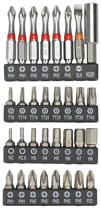 Force pro 32pce Power Screwdriver Bit Set Torx Hex Phillips Magnetic Slotted