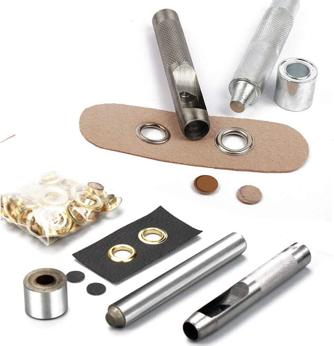 Complete Grommet Installation Kit 103 Piece Set Punches & 1/2" Brass Grommets