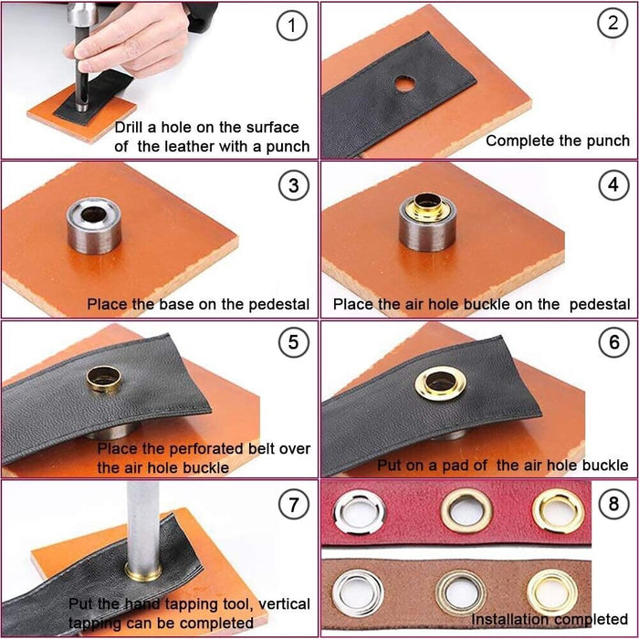 Complete Grommet Installation Kit 103 Piece Set Punches & 1/2" Brass Grommets