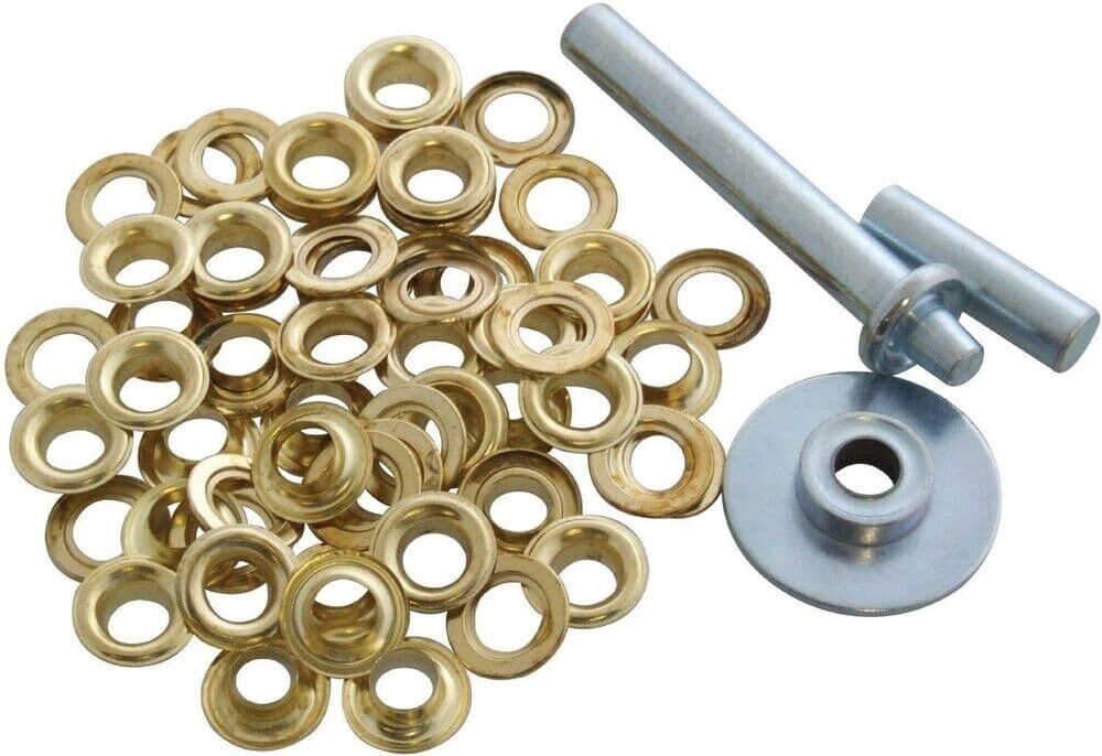 Complete Grommet Installation Kit 103 Piece Set Punches & 1/2" Brass Grommets