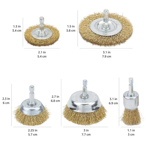 PRO 6PCS Wire Brush Wheel Set For Drill Steel Metal Cleaning Rust Sanding Brass - FISHER DISCOUNT