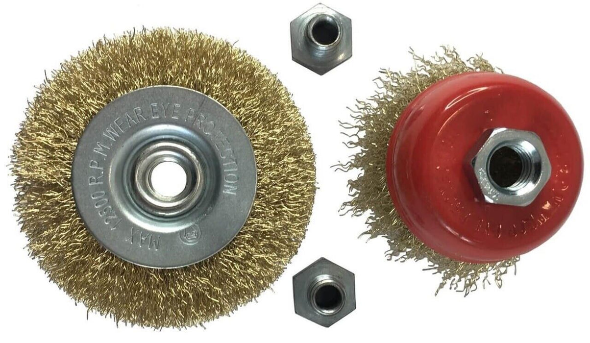 Force pro 2pce 75mm Crimped Knot Cup Wire Brush & 100mm Flat Crimped