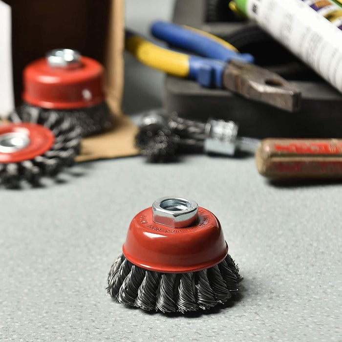 Force pro75/100mm M10 Nut Twist Knot Steel Cup Wire Brush For 4" (100mm) Grinder