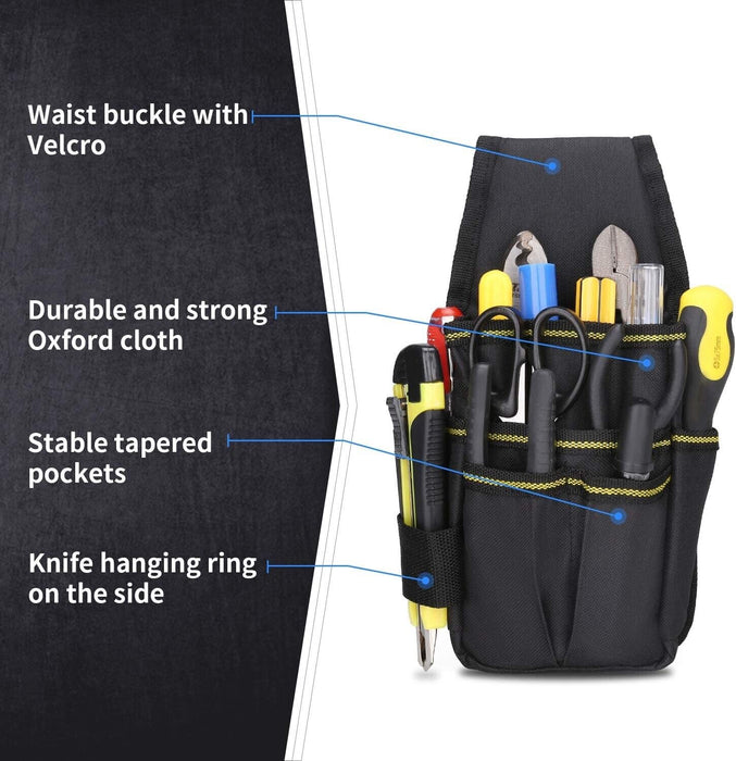 Electrician Tool Bag Waist Pocket Maintenance Pouch Belt Storage Canvas Holder - FISHER DISCOUNT