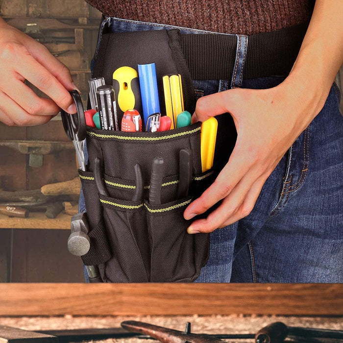 Electrician Tool Bag Waist Pocket Maintenance Pouch Belt Storage Canvas Holder - FISHER DISCOUNT