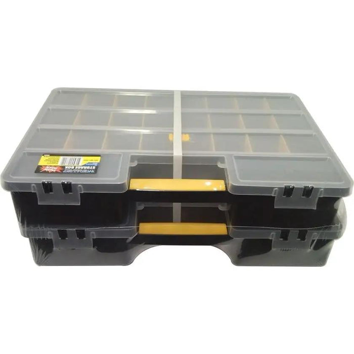 2xStorage Organiser Compartment Plastic Tool Box Bin Screw Case 460 x 320 x 70mm