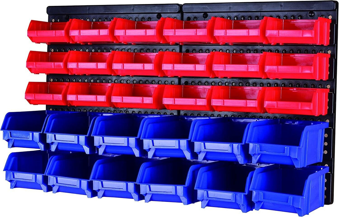 30 Bin Wall Mounted Storage Rack Shelf Organiser Nuts Bolts Garage Containers