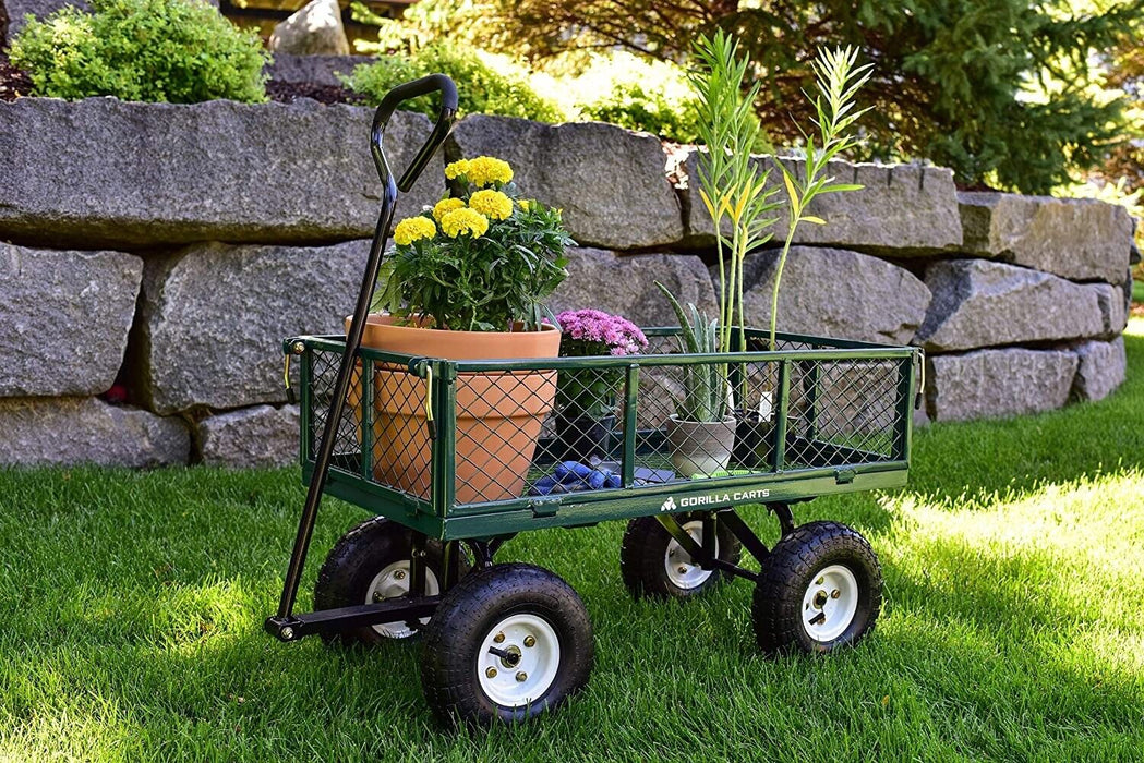 New GARDEN TROLLEY OUTDOOR CART TRAILER Wagon Wheelbarrow Dump Pull Yard