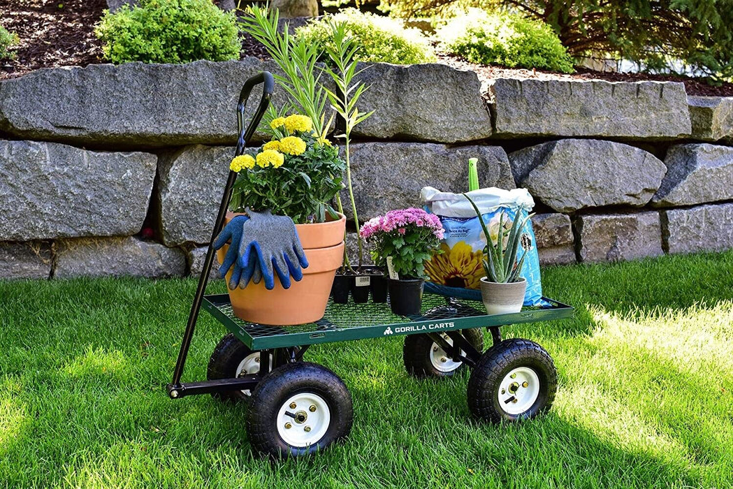 New GARDEN TROLLEY OUTDOOR CART TRAILER Wagon Wheelbarrow Dump Pull Yard