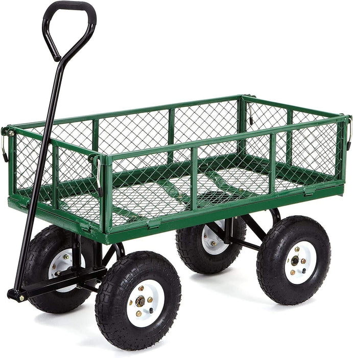 New GARDEN TROLLEY OUTDOOR CART TRAILER Wagon Wheelbarrow Dump Pull Yard