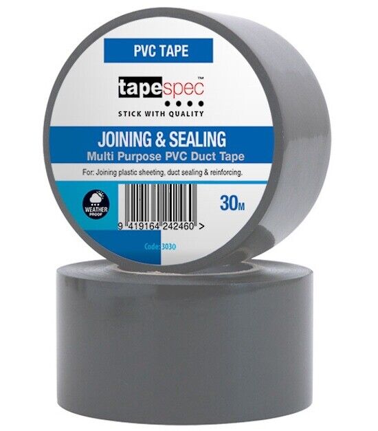 Force pro Silver/Black ROLLS DUCT TAPE 30M PVC 48MM Silver Joining Sealing Tape