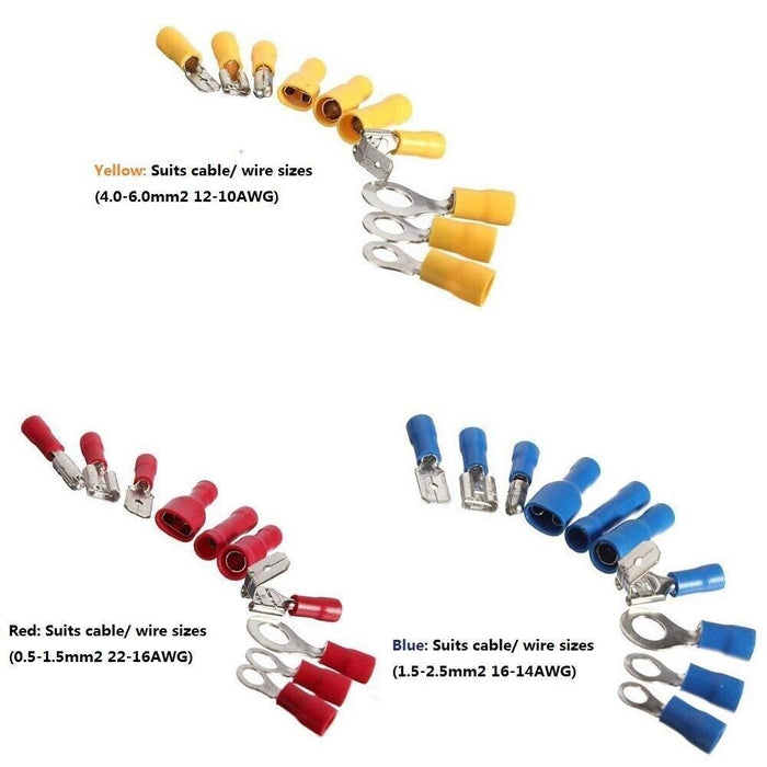 144PCS Assorted Crimp Terminals Electrical Wire Connector Spade Auto Car Kit Set