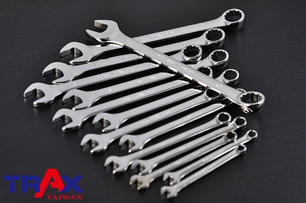 Trax 14Pcs 15o Offset 12PT Metric Combination Wrench Set Made in Taiwan