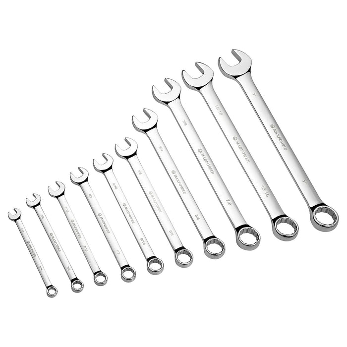 Force pro 11PC Metric Spanner Ring Set Open End Wrench CRV with Rack 6-19mm