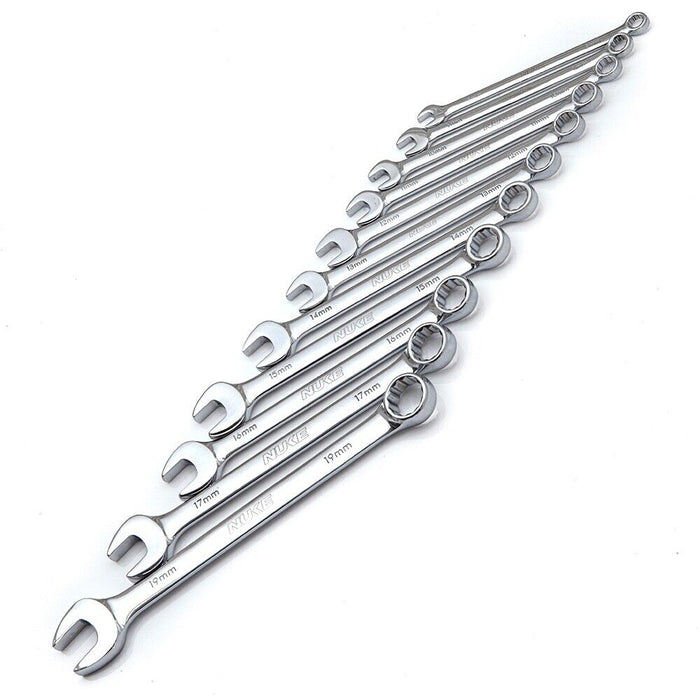 Force pro 11PC Metric Spanner Ring Set Open End Wrench CRV with Rack 6-19mm