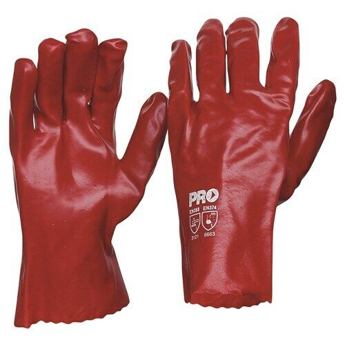 12 x Red PVC Gloves 27cm ProChoice Single Dipped PVC Gloves Pro Choice