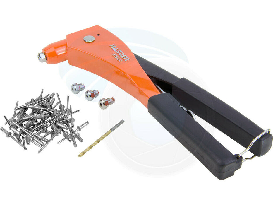 8 Inch Heavy Duty Rivet Gun Kit Hand Riveter + 50PC Stainless Steel Rivets Set