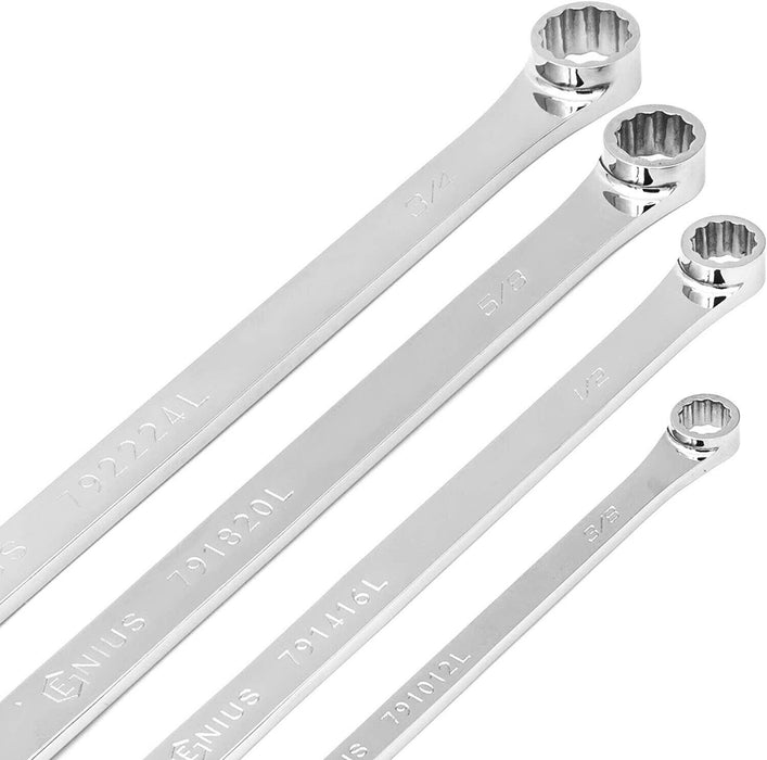 Auzgrip 4PCS Extra Long Double Ring Cr-V Ratchet Spanner Set Made in Taiwan