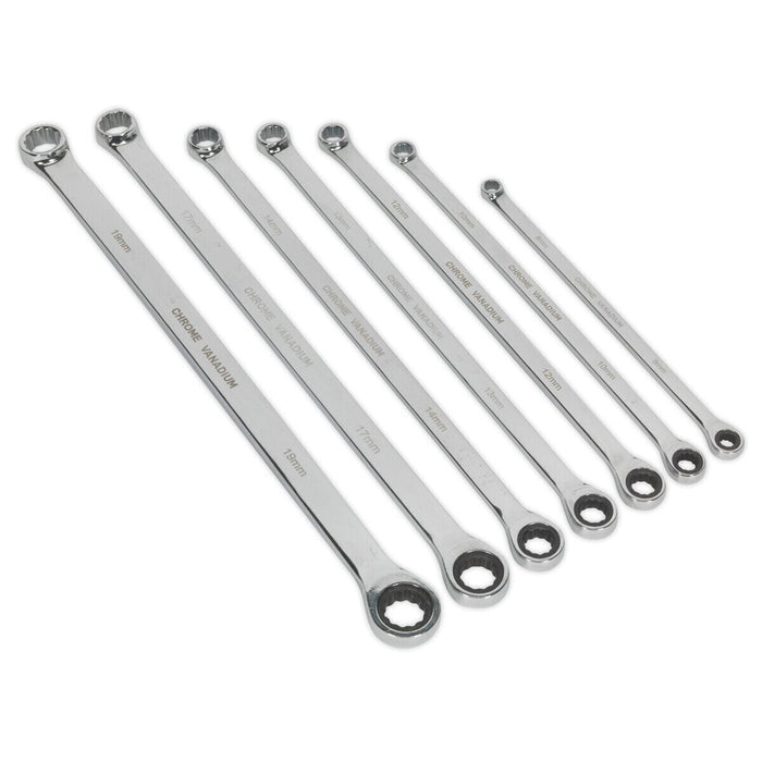 12PC Extra Long Ratchet Spanner Set Double Ring Wrench Made in Taiwan 8-19mm