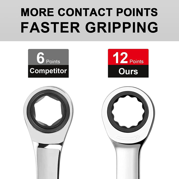 AuzGrip 12 Piece Metric Combination Ratchet Spanner Set 6-24mm Made in Taiwan