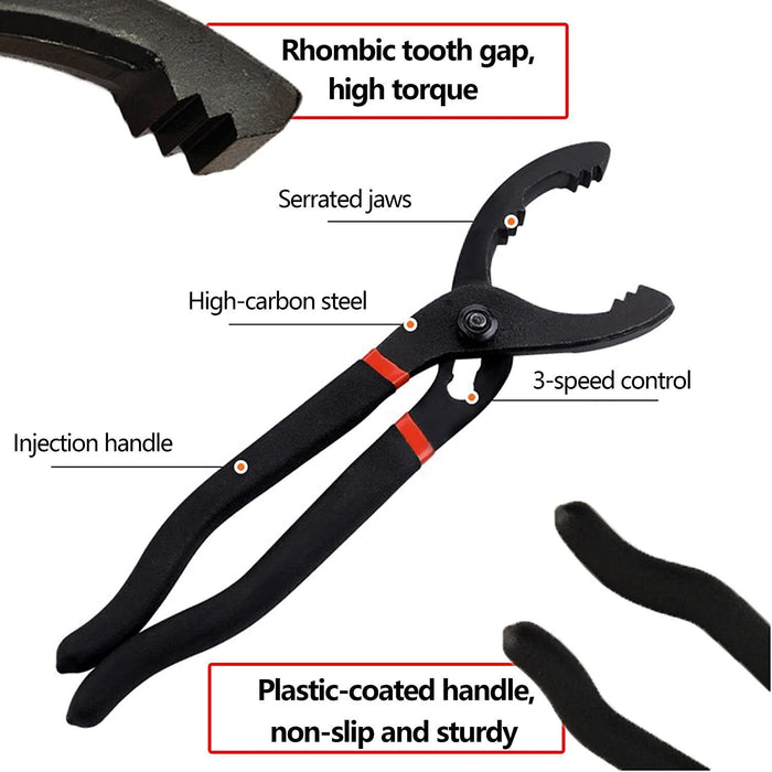 Grip 300/400mm  PVC PIPE PLIERS & OIL FILTER REMOVER TOOL  Slip joint design