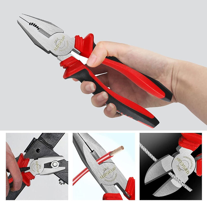 3PCS Pliers 8" Combination  Diagonal Cutting  Side Cutter Long Nose Plier AU