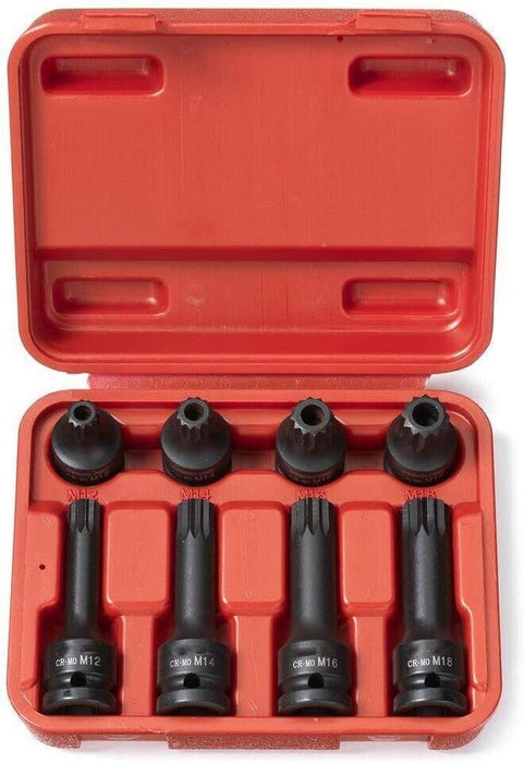 Force pro 6pcs 1/2" DRIVE SPLINE BIT SOCKET SET M14 M16 M18 Triple Square 12pt