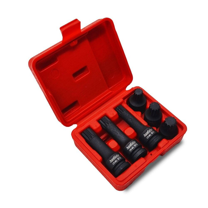 Force pro 6pcs 1/2" DRIVE SPLINE BIT SOCKET SET M14 M16 M18 Triple Square 12pt