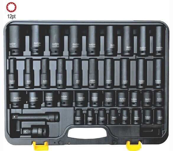 42PCS 1/2"Drive Deep Impact Socket 8-30MM Tool Set Metric Garage Made in Taiwan