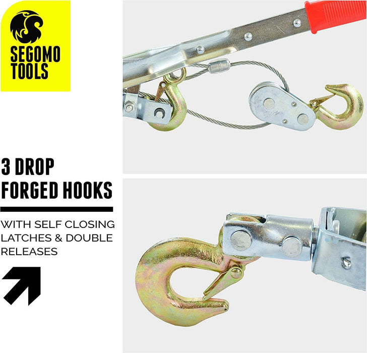 Force pro  2/4-Ton Hand Winch Puller Car Hooks 4x4 4WD Trailer Truck Hoist
