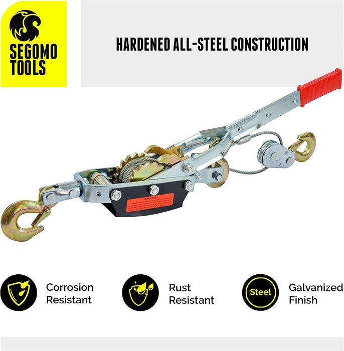 Force pro  2/4-Ton Hand Winch Puller Car Hooks 4x4 4WD Trailer Truck Hoist