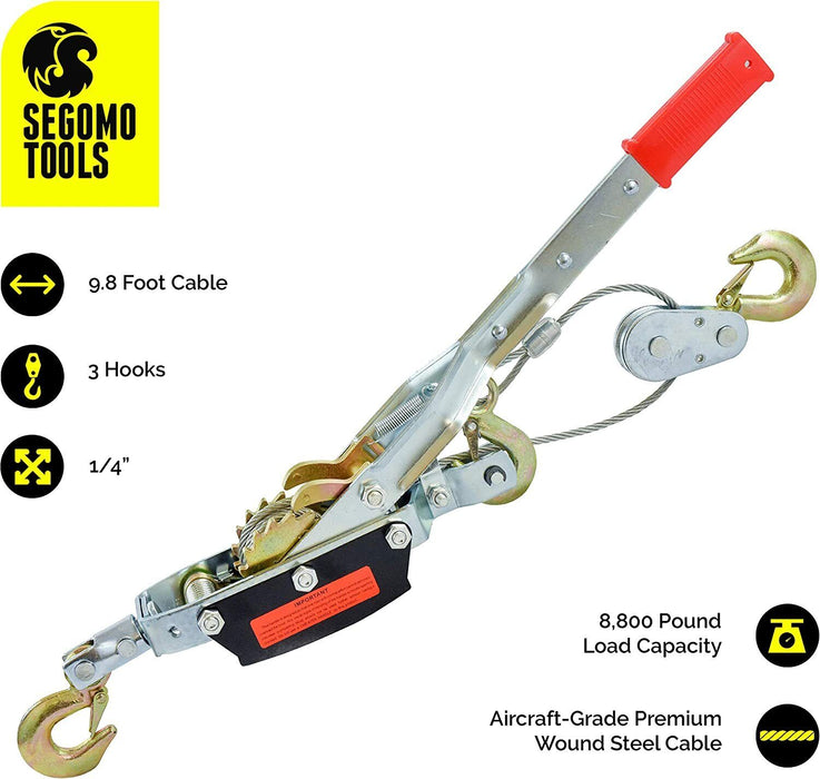 Force pro  2/4-Ton Hand Winch Puller Car Hooks 4x4 4WD Trailer Truck Hoist