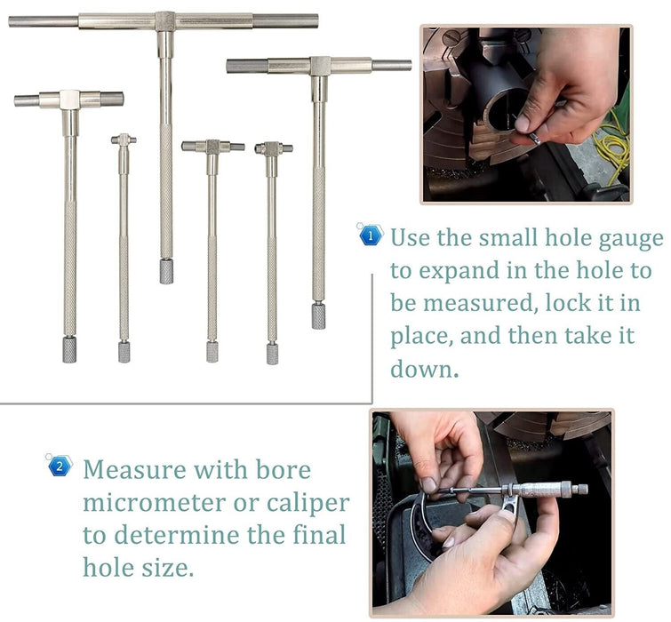 Force pro Telescoping Gage 6Pcs Range Precision T-Bore Hole Gauge Engineers