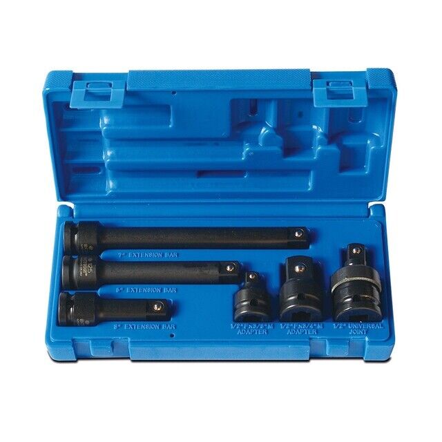 Force pro 6 PC 1/2" SQ. DR. IMPACT ADAPTOR & EXTENSION BAR SET Made in Taiwan