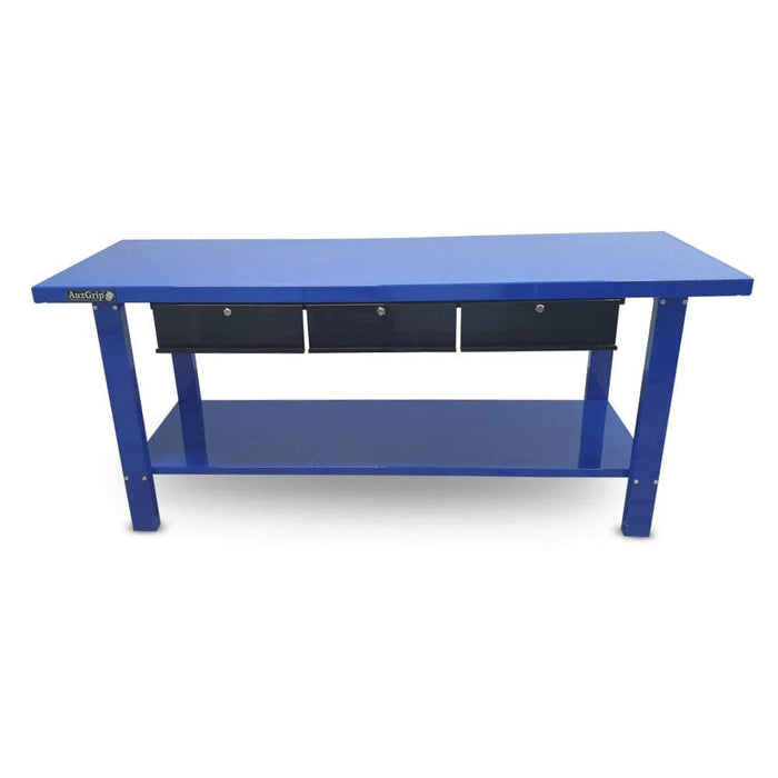 solid steel blue powder coated 3 DRAWER 2 METRE STEEL WORK BENCH 88.5kg Weight