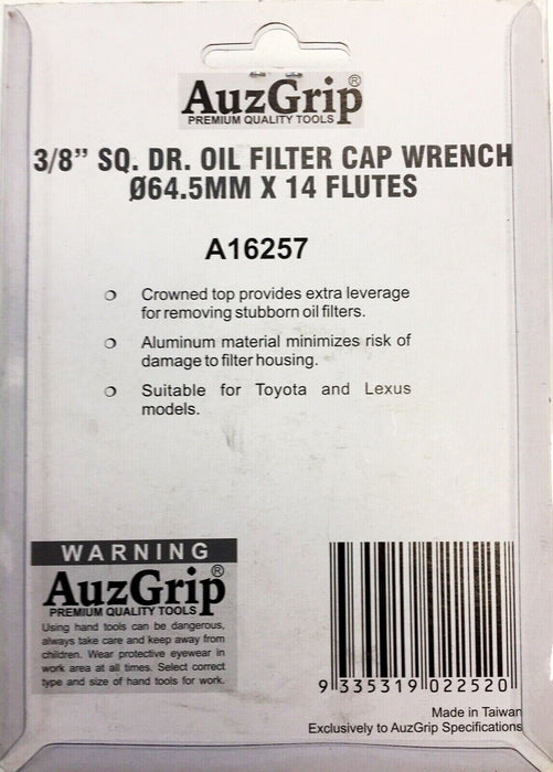 3/8" SQ. DR. OIL FILTER CAP WRENCH 64.5MM X 14 FLUTES 6 & 8 Cylinder Camry Lexus