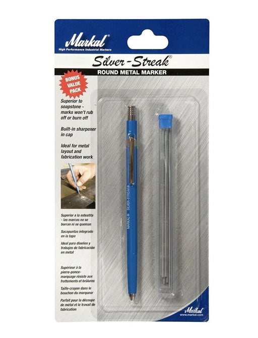 Markal Silver-Streak Round Metal Marker with 6 Refills Made in USA - FISHER DISCOUNT