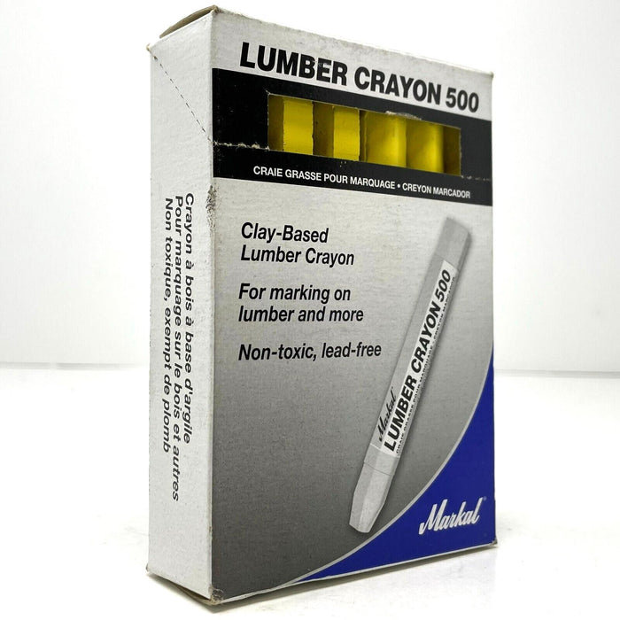 MARKAL #500 Soft Yellow LUMBER CRAYONS  / Chalk / Paint Stick (Box of 10)